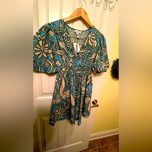 Sincerely Jules Blue and Beige Mini Dress NWT